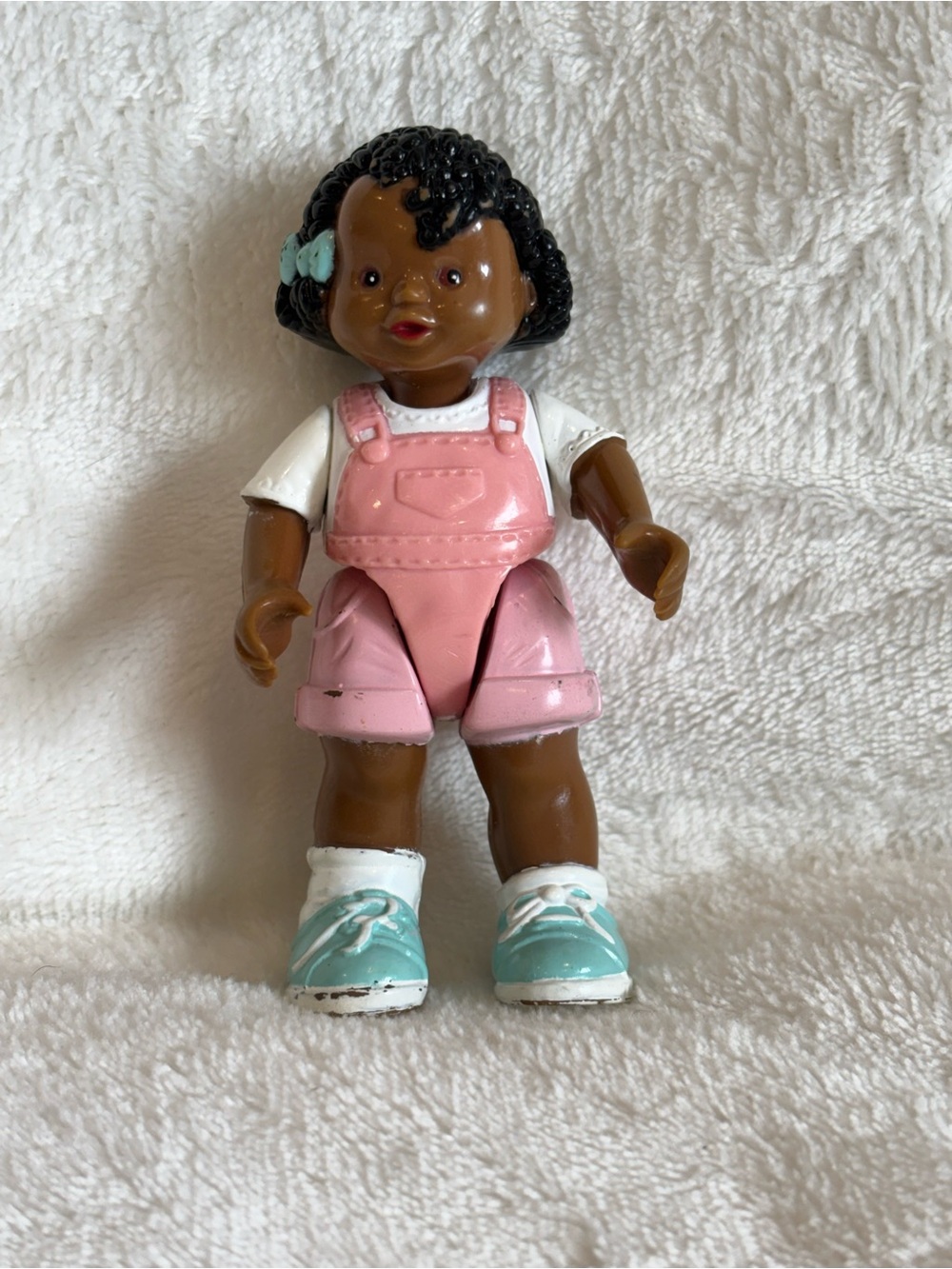 Fisher-Price Loving Family 1993 African American Girl Pink Overalls